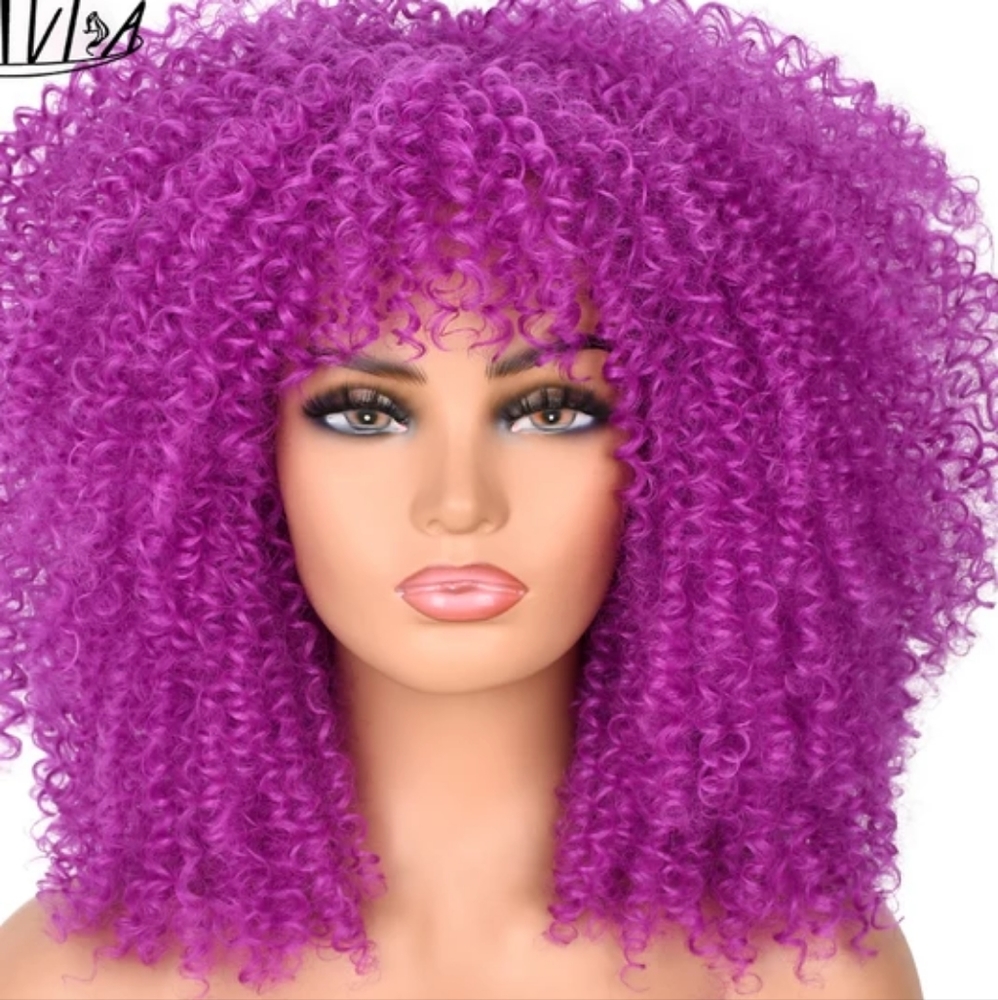 Big Pink Kinky Curly Beauty Full Wig
